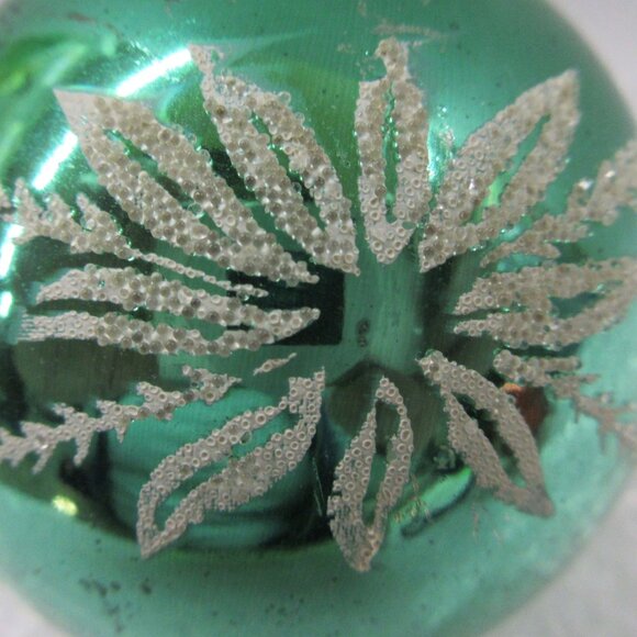 2 Paragon Venetian Dew Stencil Glass Christmas Ornaments Red & Blue Vintage - Picture 10 of 13